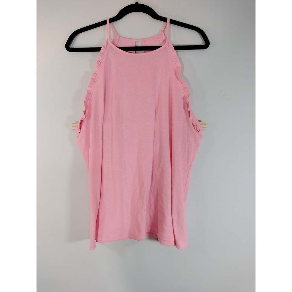 Lilly Pulitzer Pink Halter Ruffle Tank Top Keyhole Back XL - Picture 6 of 7